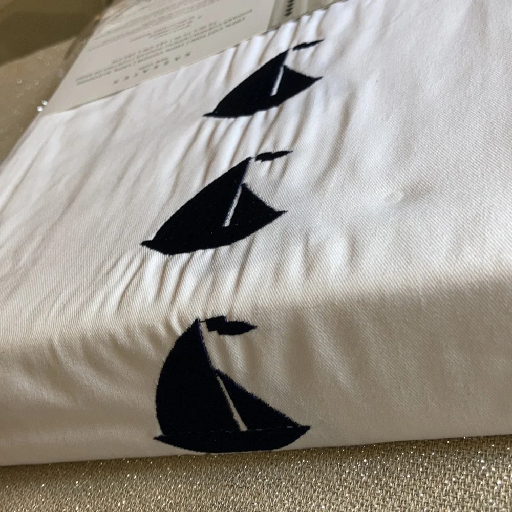Shower Curtain - Embroidered Sailboat by Kasatex New York. Fabulous!